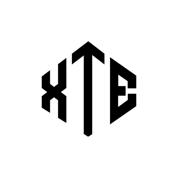Diseño del logotipo de la letra XTE con forma de polígono XTE diseño del logotipo en forma de póligono y cubo XTE hexágono patrón del logotipo vectorial colores blanco y negro XTE monograma logotipo de negocios e inmobiliario