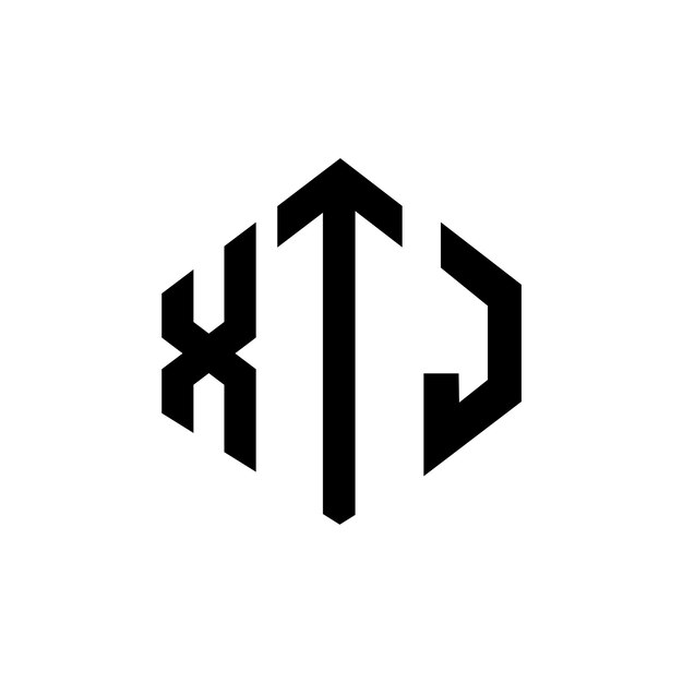 Diseño de logotipo de letra XTJ con forma de polígono XTJ poligono y forma de cubo diseño de logotipo XTJ hexágono patrón de logotipo vectorial colores blanco y negro XTJ monograma negocio y logotipo de bienes raíces