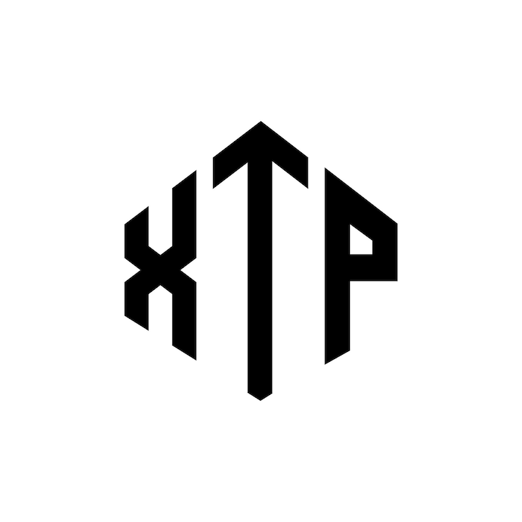 Vector diseño de logotipo de letra xtp con forma de polígono xtp polígono y forma de cubo diseño de logotipo xtp hexágono patrón de logotipo vectorial colores blanco y negro xtp monograma logotipo de negocios e inmobiliario