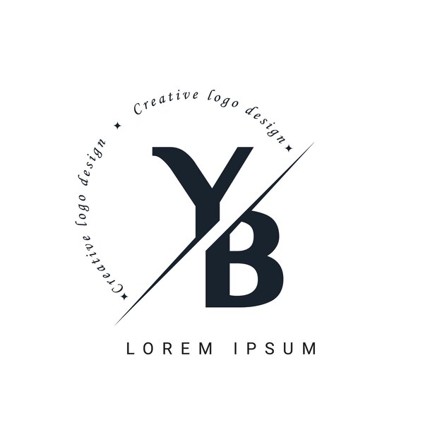 Diseño del logotipo de la letra YB con un corte creativo Diseño creativo del logotipo