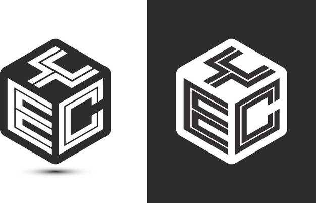 Diseño de logotipo de letra yec con logotipo de cubo ilustrador logotipo vectorial estilo de superposición de fuente de alfabeto moderno