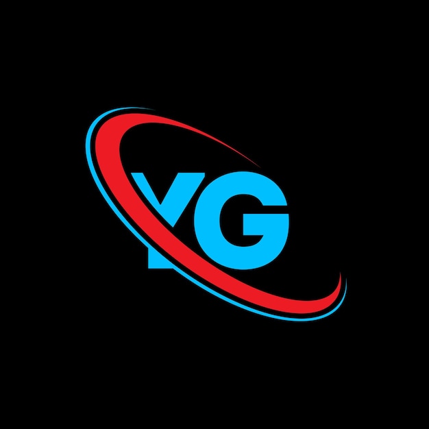 Diseño del logotipo de la letra YG Letra inicial YG círculo vinculado monograma en mayúsculas logotipo YG rojo y azul