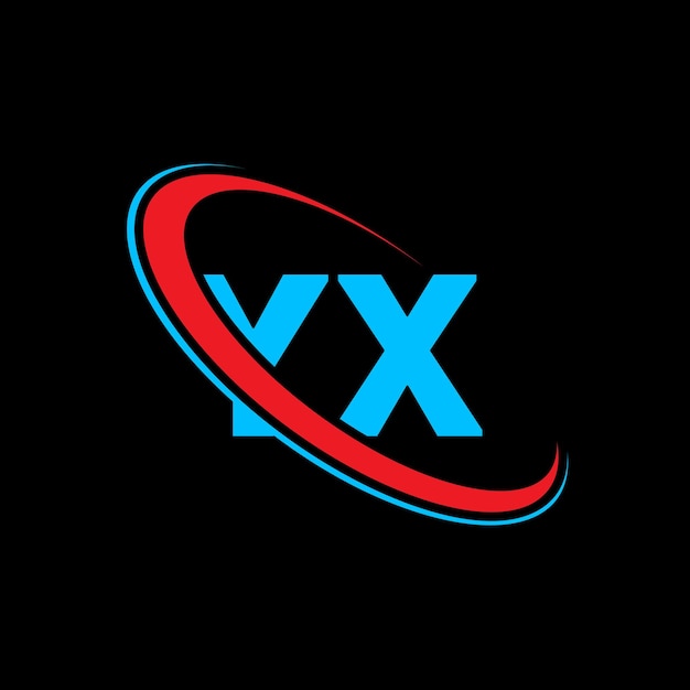 Diseño del logotipo de la letra YX Letra inicial YX círculo vinculado monograma en mayúsculas logotipo YX rojo y azul