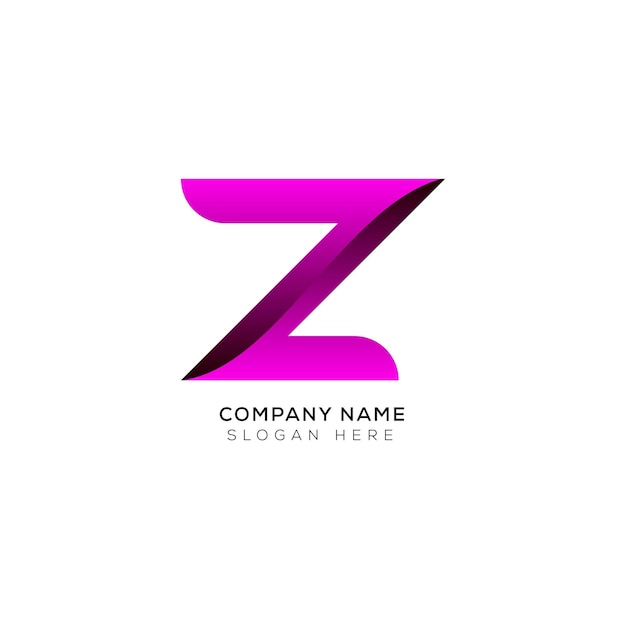 Diseño de logotipo de letra z 3d mínimo creativo