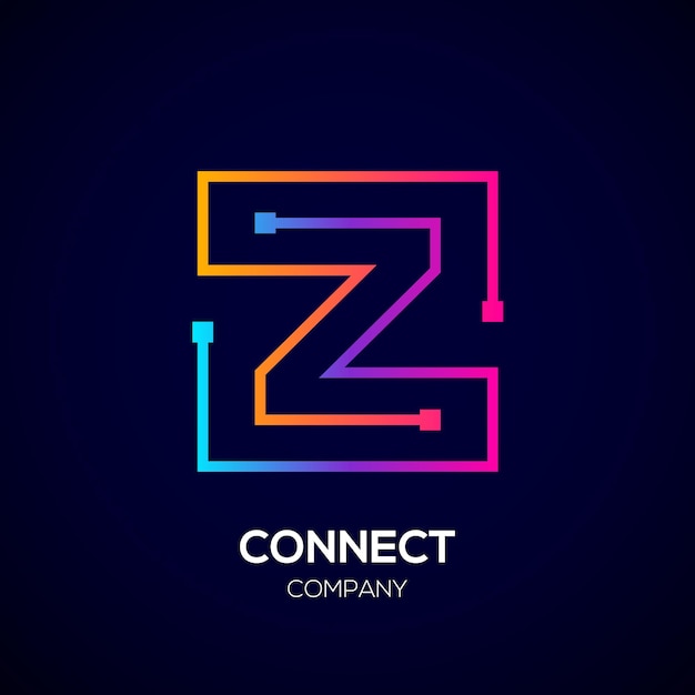 Vector diseño del logotipo de la letra z abstracta con puntos y forma cuadrada para la empresa de tecnología y negocios digitales