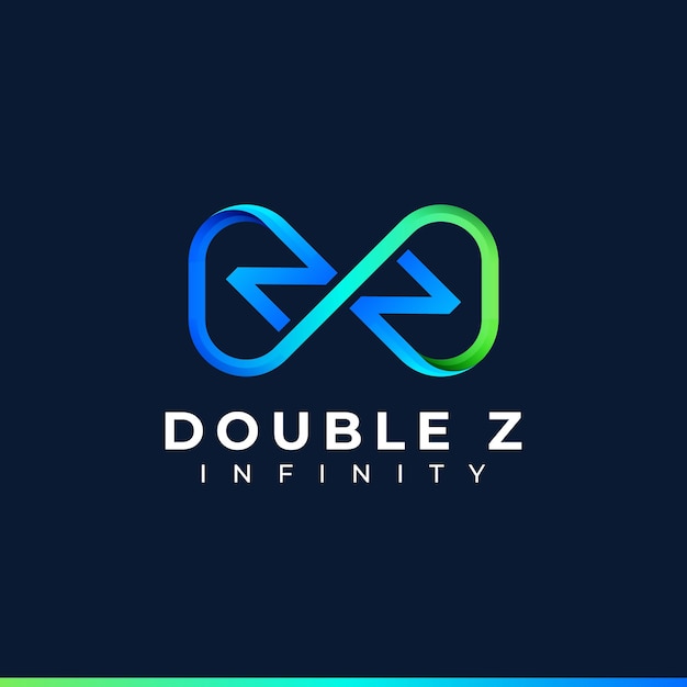 Vector diseño del logotipo de la letra z infinity y símbolo colorido degradado azul verde para la marca de la empresa comercial