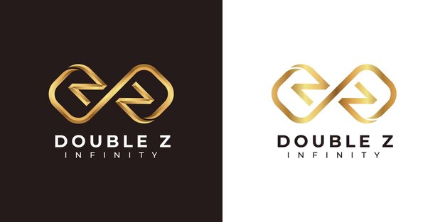 Vector diseño del logotipo de la letra z infinity y símbolo premium gold elegant para business company branding and corp