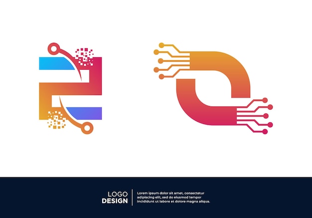 Diseño del logotipo de la letra Z de la inteligencia artificial