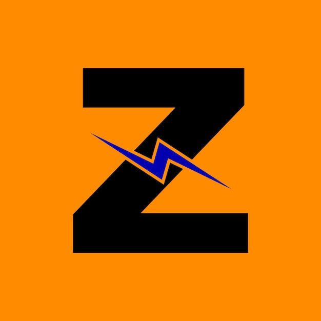 Diseño de logotipo de letra Z con rayo de iluminación. Logotipo de letra de perno eléctrico