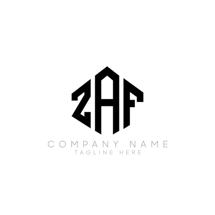 Vector diseño del logotipo de la letra zaf con forma de polígono zaf logotipo del polígono monograma zaf diseño del logotipo del cubo zaf modelo de logotipo vectorial hexágono colores blanco y negro zaf monograma logotipo de negocios y bienes raíces zaf