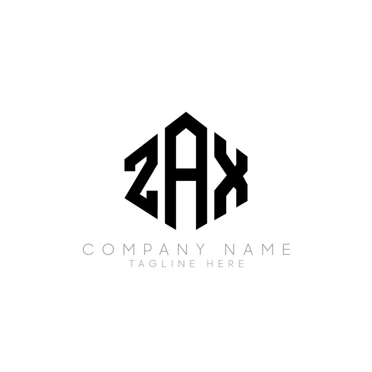 Vector diseño del logotipo de la letra zax con forma de polígono zax logotipo de póligono monograma zax diseño del logotipo del cubo zax hexágono vector modelo de logotipo colores blanco y negro zax monograma logotipo de negocios y bienes raíces zax