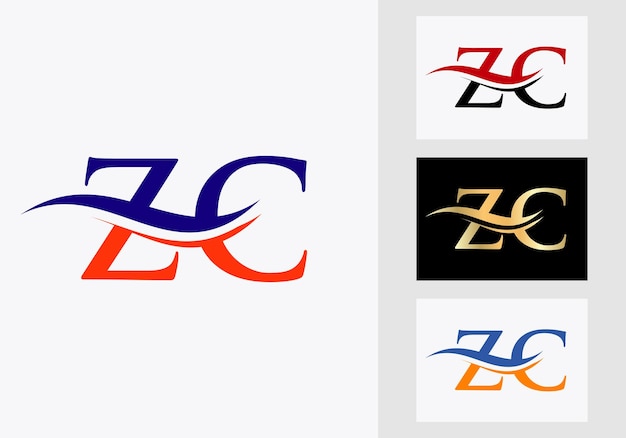 Diseño de logotipo de letra ZC. Logotipo ZC para identidad de lujo