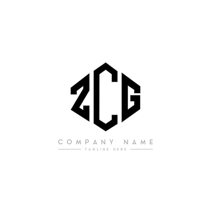 Vector diseño de logotipo de letra zcg con forma de polígono zcg polígono y forma de cubo diseño de logotipo zcg hexágono modelo de logotipo vectorial colores blanco y negro zcg monograma negocio y logotipo de bienes raíces