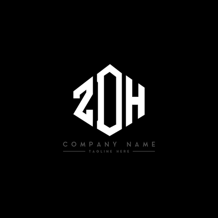 Vector diseño del logotipo de la letra zdh con forma de polígono zdh polígono y forma de cubo diseño del logotipo zdh hexágono modelo de logotipo vectorial colores blanco y negro zdh monograma logotipo de negocios y bienes raíces