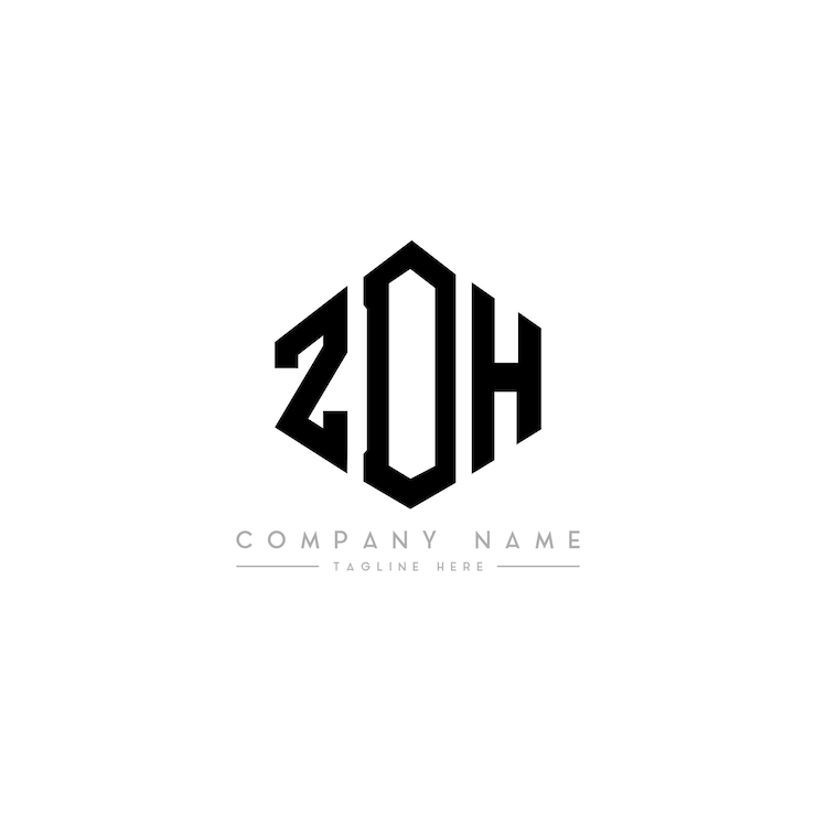Vector diseño del logotipo de la letra zdh con forma de polígono zdh polígono y forma de cubo diseño del logotipo zdh hexágono modelo de logotipo vectorial colores blanco y negro zdh monograma logotipo de negocios y bienes raíces