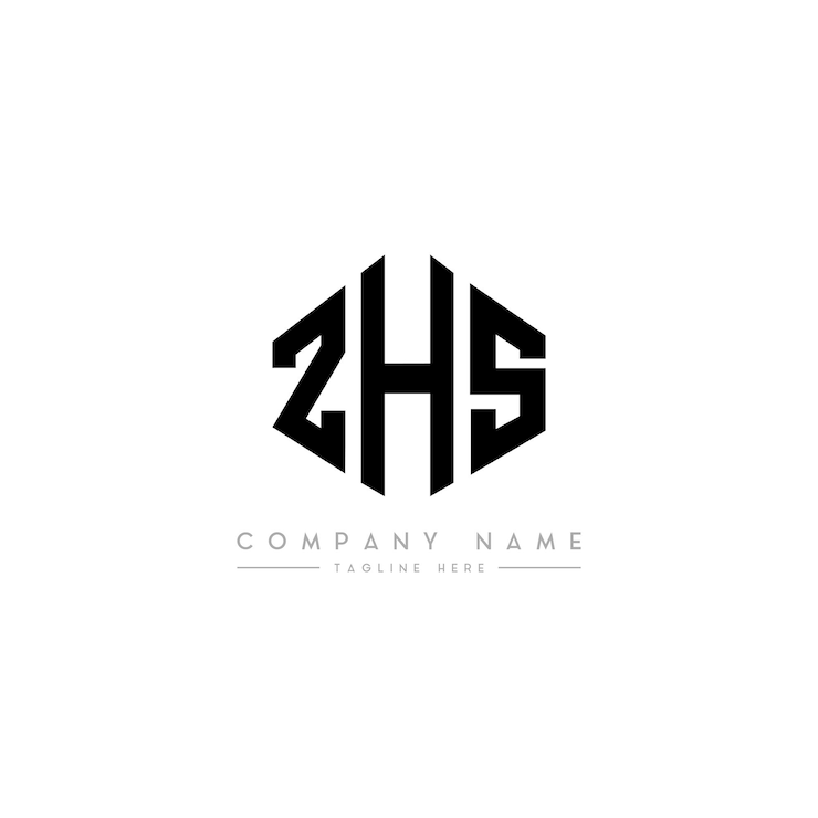 Vector diseño del logotipo de la letra zhs con forma de polígono zhs diseño del logotipo en forma de póligono y cubo zhs hexágono modelo de logotipo vectorial colores blanco y negro zhs monograma de negocios y logotipo de bienes raíces