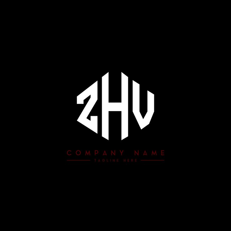 Vector diseño del logotipo de la letra zhv con forma de polígono zhv polígono y forma de cubo diseño del logotipo zhv hexágono patrón del logotipo vectorial colores blanco y negro zhv monograma logotipo de negocios e inmobiliario