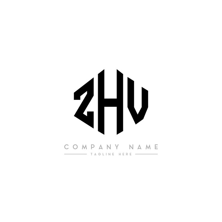 Vector diseño del logotipo de la letra zhv con forma de polígono zhv polígono y forma de cubo diseño del logotipo zhv hexágono patrón del logotipo vectorial colores blanco y negro zhv monograma logotipo de negocios e inmobiliario