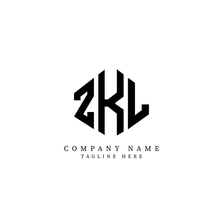 Vector diseño del logotipo de la letra zkl con forma de polígono zkl poligono y forma de cubo diseño del logotipo zkl hexágono modelo de logotipo vectorial colores blanco y negro zkl monograma logotipo de negocios e inmobiliario