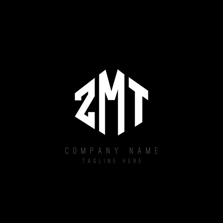 Vector diseño de logotipo de letra zmt con forma de polígono zmt polígono y forma de cubo diseño de logotipo zmt hexágono modelo de logotipo vectorial colores blanco y negro zmt monograma negocio y logotipo de bienes raíces
