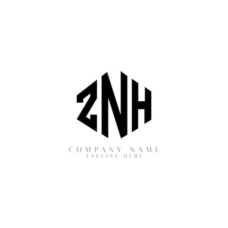 Vector diseño del logotipo de la letra znh con forma de polígono znh polígono y forma de cubo diseño del logotipo del vector hexágono znh plantilla del logotipo colores blanco y negro znh monograma negocio y logotipo de bienes raíces