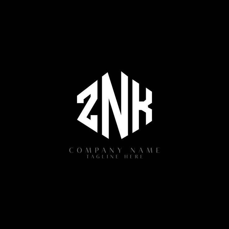 Vector diseño del logotipo de la letra znk con forma de polígono znk polígono y forma de cubo diseño del logotipo znk hexágono modelo de logotipo vectorial colores blanco y negro znk monograma negocio y logotipo de bienes raíces