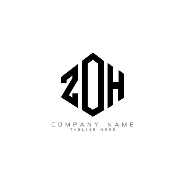 Vector diseño del logotipo de la letra zoh con forma de polígono zoh diseño del logotipo en forma de póligono y cubo zoh hexágono modelo de logotipo vectorial colores blanco y negro zoh monograma logotipo de negocios e inmobiliario