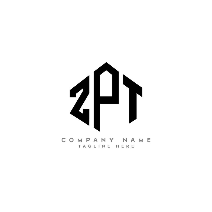 Vector diseño del logotipo de la letra zpt con forma de polígono zpt polígono y forma de cubo diseño del logotipo zpt hexágono modelo de logotipo vectorial colores blanco y negro zpt monograma logotipo de negocios e inmobiliario