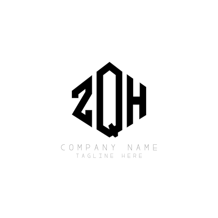 Vector diseño del logotipo de la letra zqh con forma de polígono zqh poligono y forma de cubo diseño del logotipo zqh hexágono modelo de logotipo vectorial colores blanco y negro zqh monograma logotipo de negocios e inmobiliario