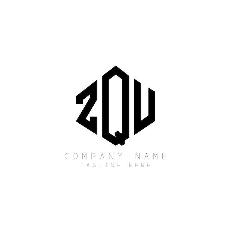 Vector diseño del logotipo de la letra zqu con forma de polígono zqu diseño del logotipo en forma de póligono y cubo zqu hexágono modelo de logotipo vectorial colores blanco y negro zqu monograma logotipo de negocios e inmobiliario