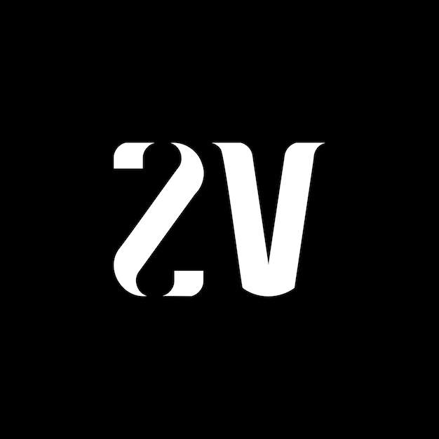 Diseño del logotipo de la letra ZV La letra inicial ZV monograma en mayúscula Logotipo de color blanco Logotipo ZV Diseño de ZV ZV