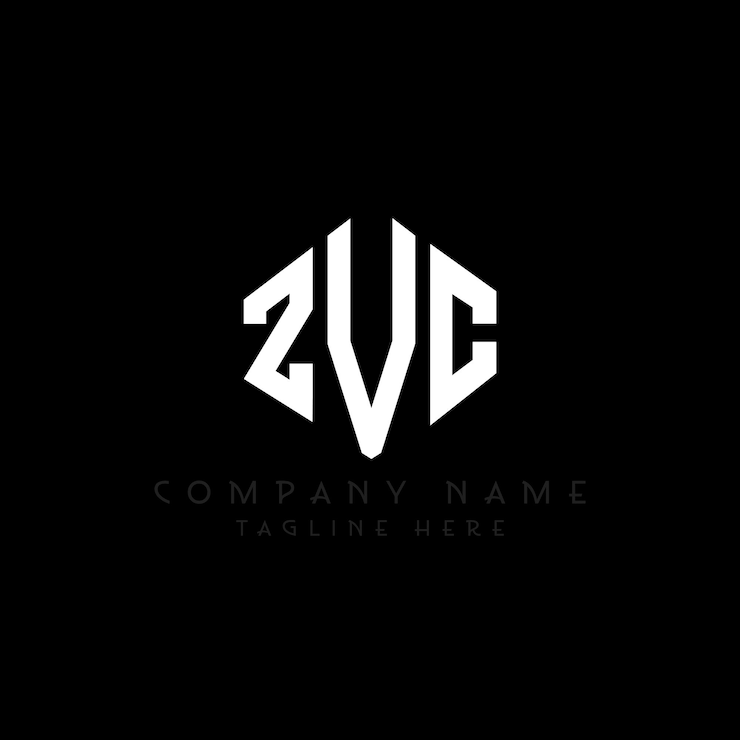 Vector diseño de logotipo de letra zvc con forma de polígono zvc polígono y forma de cubo diseño de logotipo zvc hexágono patrón de logotipo vectorial colores blanco y negro zvc monograma de negocios y logotipo de bienes raíces