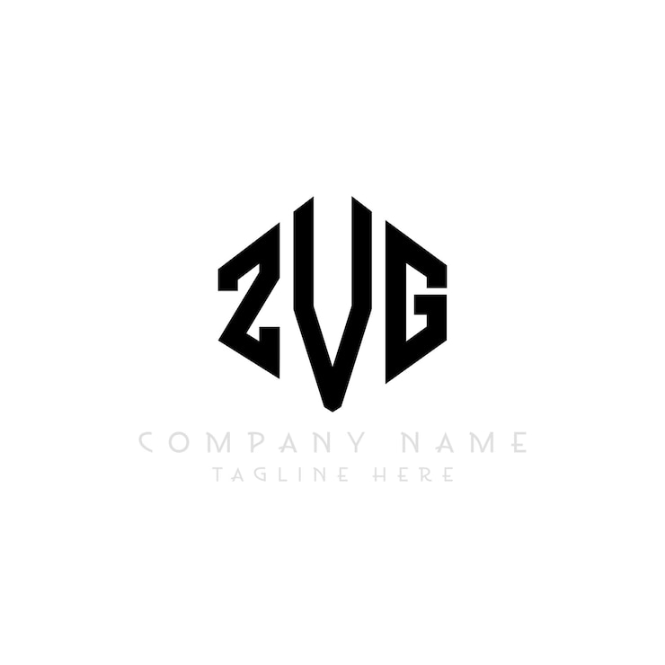 Vector diseño de logotipo de letra zvg con forma de polígono zvg poligono y forma de cubo diseño de logotipo zvg hexágono patrón de logotipo vectorial colores blanco y negro zvg monograma logotipo de negocios e inmobiliario