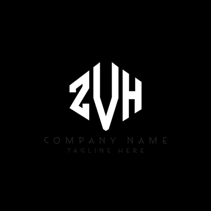 Vector diseño del logotipo de la letra zvh con forma de polígono zvh polígono y forma de cubo diseño del logotipo zvh hexágono patrón del logotipo vectorial colores blanco y negro zvh monograma logotipo de negocios e inmobiliario