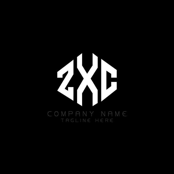 Vector diseño del logotipo de la letra zxc con forma de polígono zxc polígono y forma de cubo diseño del logotipo zxc hexágono modelo de logotipo vectorial colores blanco y negro zxc monograma de negocios y logotipo de bienes raíces