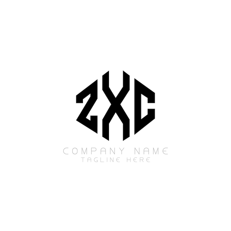 Vector diseño del logotipo de la letra zxc con forma de polígono zxc polígono y forma de cubo diseño del logotipo zxc hexágono modelo de logotipo vectorial colores blanco y negro zxc monograma de negocios y logotipo de bienes raíces