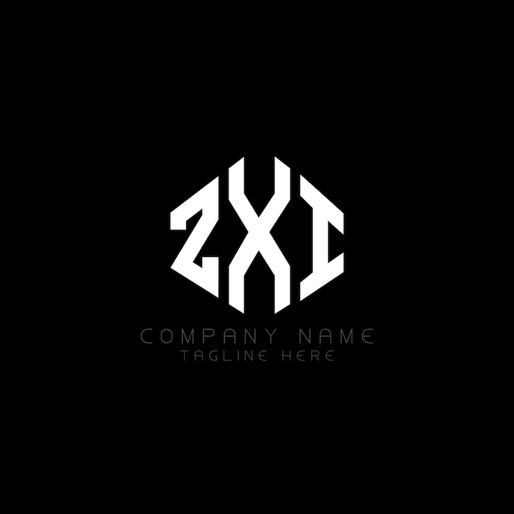 Vector diseño del logotipo de la letra zxi con forma de polígono zxi polígono y forma de cubo diseño del logotipo zxi hexágono patrón del logotipo vectorial colores blanco y negro zxi monograma logotipo de negocios e inmobiliario