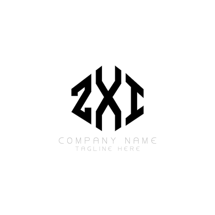 Vector diseño del logotipo de la letra zxi con forma de polígono zxi polígono y forma de cubo diseño del logotipo zxi hexágono patrón del logotipo vectorial colores blanco y negro zxi monograma logotipo de negocios e inmobiliario