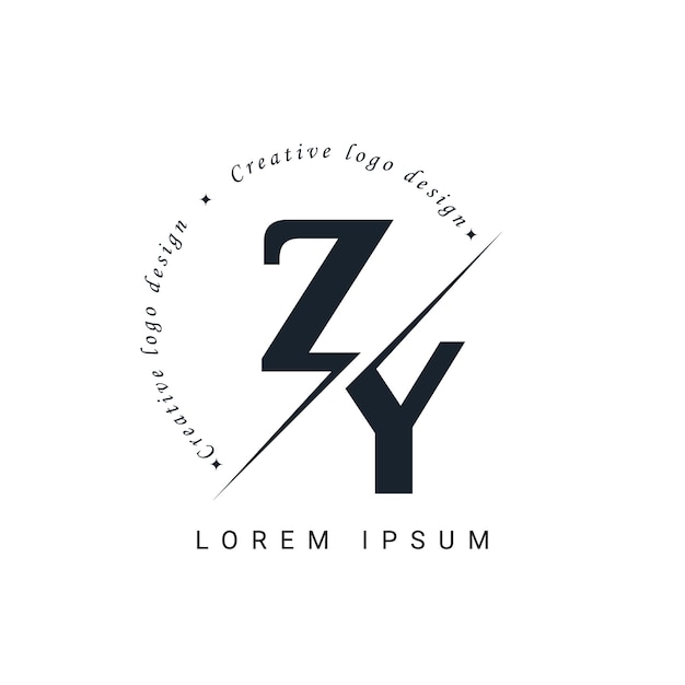 Vector diseño del logotipo de la letra zy con un corte creativo diseño creativo del logotipo