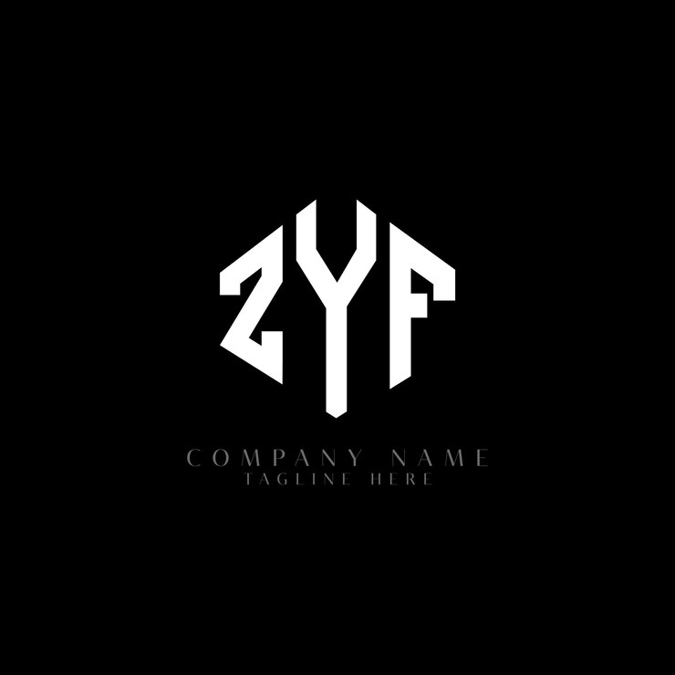 Vector diseño del logotipo de la letra zyf con forma de polígono zyf poligono y forma de cubo diseño del logotipo zyf hexágono modelo de logotipo vectorial colores blanco y negro zyf monograma logotipo de negocios e inmobiliario