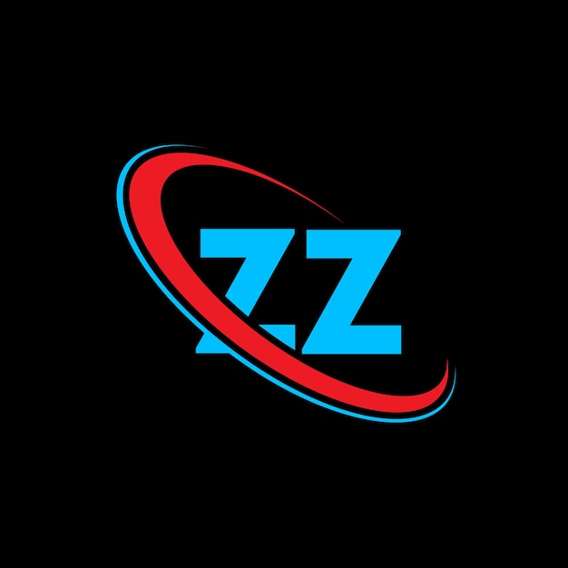 Diseño del logotipo de la letra ZZ La letra inicial ZZ círculo vinculado monograma en mayúsculas logotipo rojo y azul logotipo ZZ
