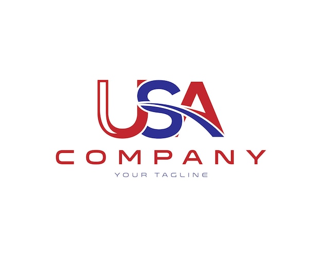 Diseño de logotipo de letras abstractas de los Estados Unidos plantilla vectorial moderna única