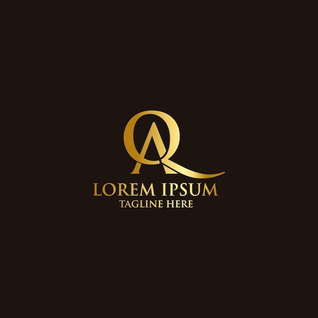 Diseño de logotipo de letras AQ premium creativo de lujo Logotipo profesional A negro y dorado con las letras