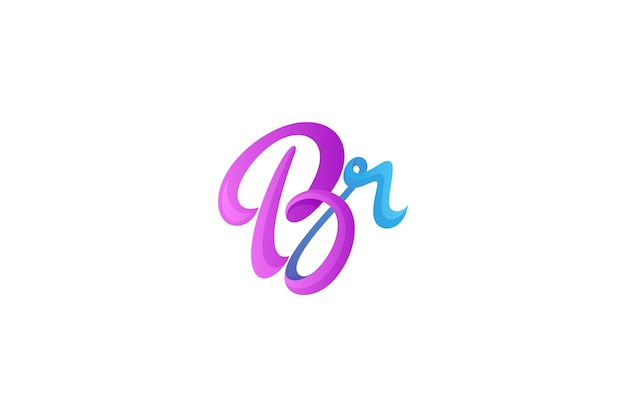 Diseño de logotipo de letras br b y r en estilo de diseño de monograma escrito a mano