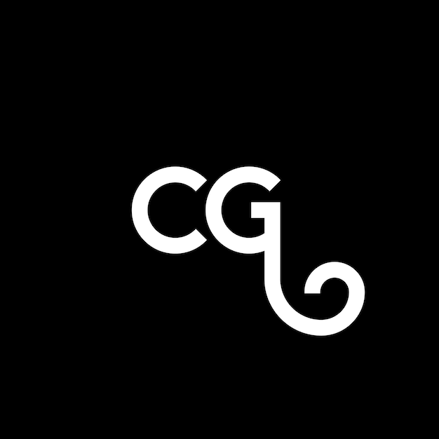 Vector diseño del logotipo de letras cg en fondo negro cg iniciales creativas concepto de la letra del logotipo cg diseño de letras cg diseño de letras blancas en fondo negro c g c g logotipo