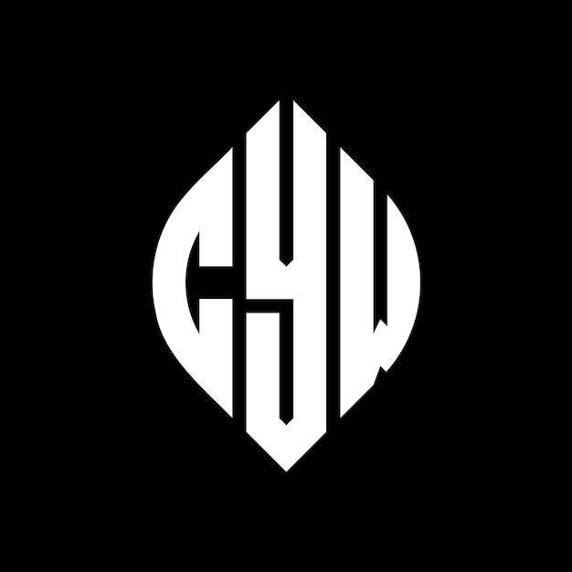 Diseño de logotipo de letras circulares CYW con forma de círculo y elipse CYW letras elípticas con estilo tipográfico Las tres iniciales forman un logotipo de círculo CYW Emblema de círculo Monograma Abstracto Vector de letras.