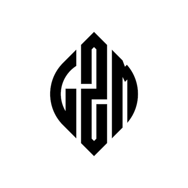 Diseño del logotipo de las letras circulares LZM con forma de círculo y elipse LZM letras elípticas con estilo tipográfico Las tres iniciales forman un logotipo circular LZM Círculo Emblema Monograma Abstracto Carta Marca Vector