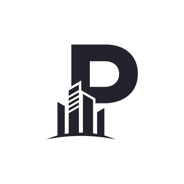 Diseño de logotipo de letras con concepto de construcción simple Premium Vector