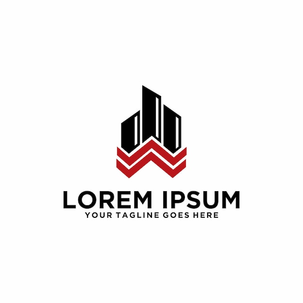 Diseño del logotipo de las letras de construcción WW