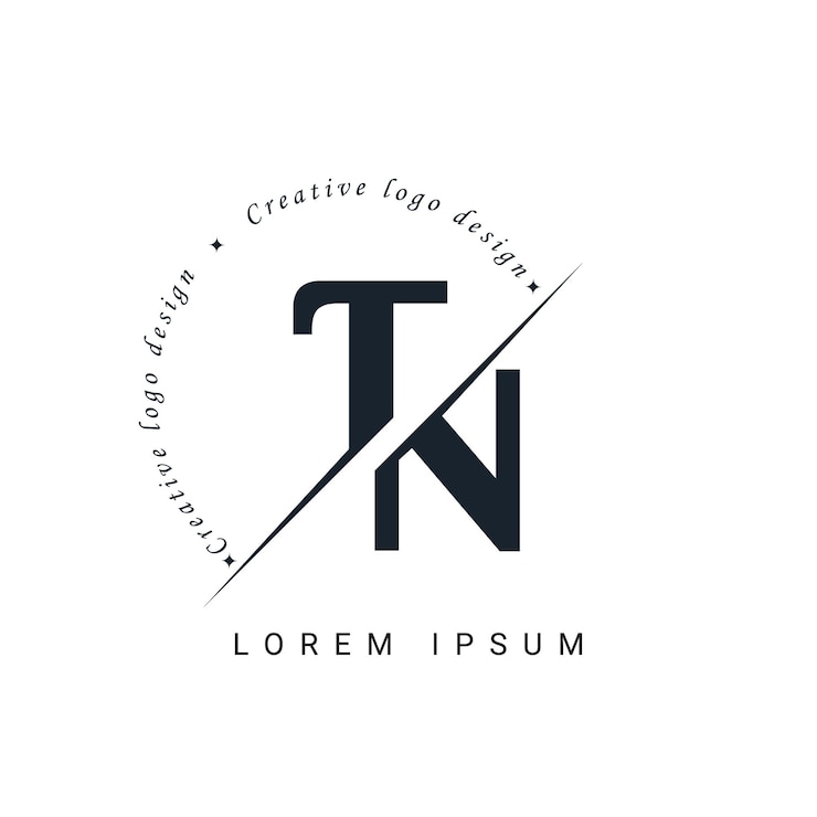 Vector diseño de logotipo de letras con un corte creativo tn diseño de logotipo creativo